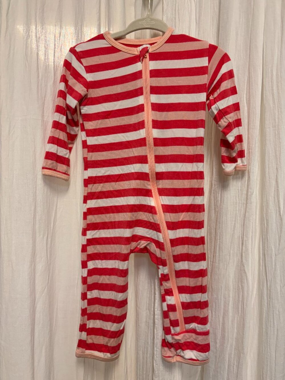 Kickee Pants 3-6 mo pink and white striped one piece